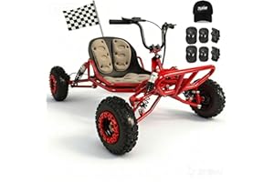 Adult & Kids Gas Go Kart, Up to 28MPH, Pull Start + Kill Switch, Hydraulic Disc Brake, 4-Wheel Independent Suspension, 6" All