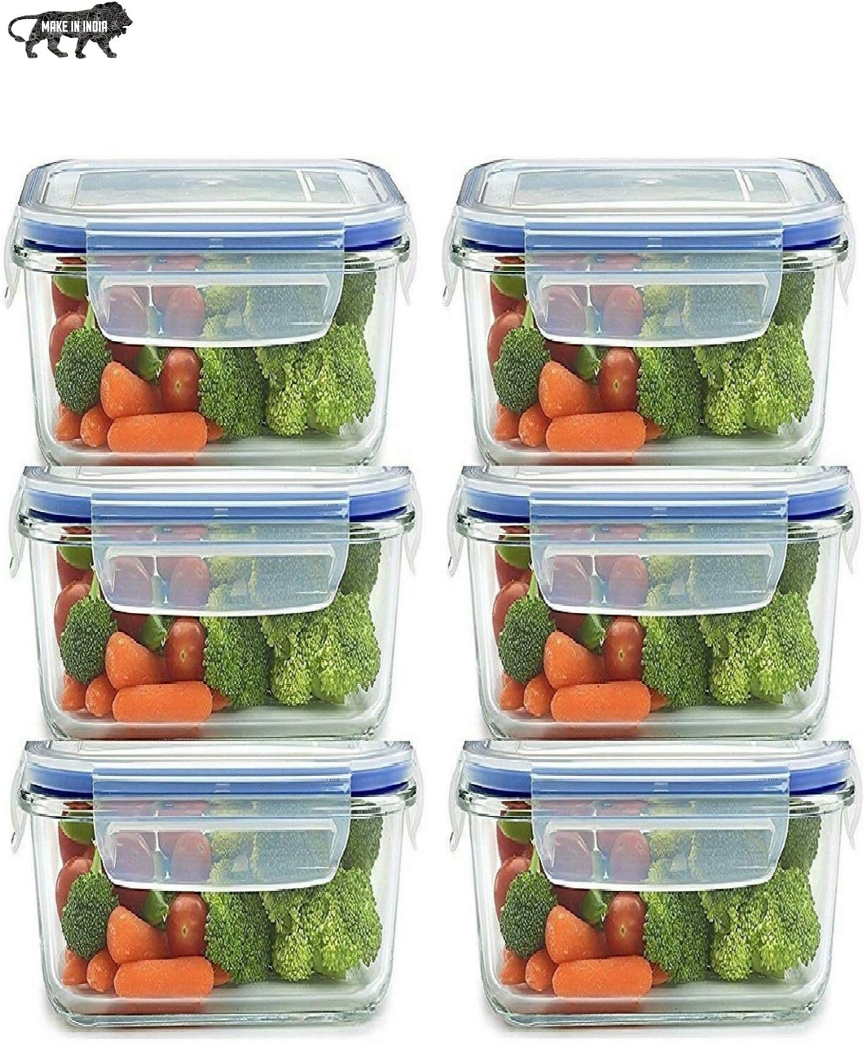NK-STORE Plastic Air Tight Square Storage Box Container Kitchen Food Snacks Storage Container Set (400 ML, Clear) -Set of 6
