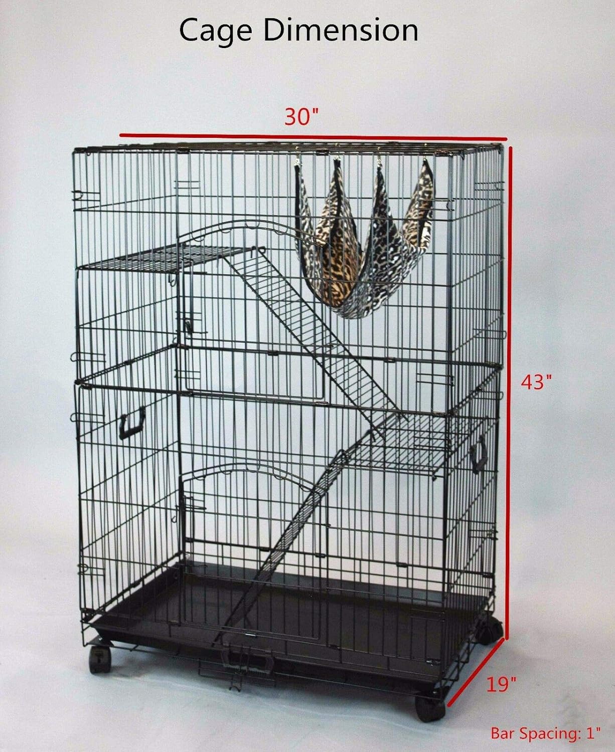 HOMEY PET INC Folding Wire Cat Ferret Habitat Crate with Casters,Tray and Hammock: Kitchen & Dining