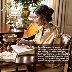 CROWN GUIDE Luxury Feather Quill Pen with Shiny