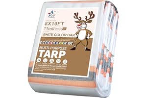 STARPYNG - Heavy Duty 12 Mil Poly Tarp Cover - Thick Waterproof, UV Resistant, Durable, Weather Resistant, can be Used to Cover Cars, Swimming Pools, Boats (8x10feet, White Color bar)