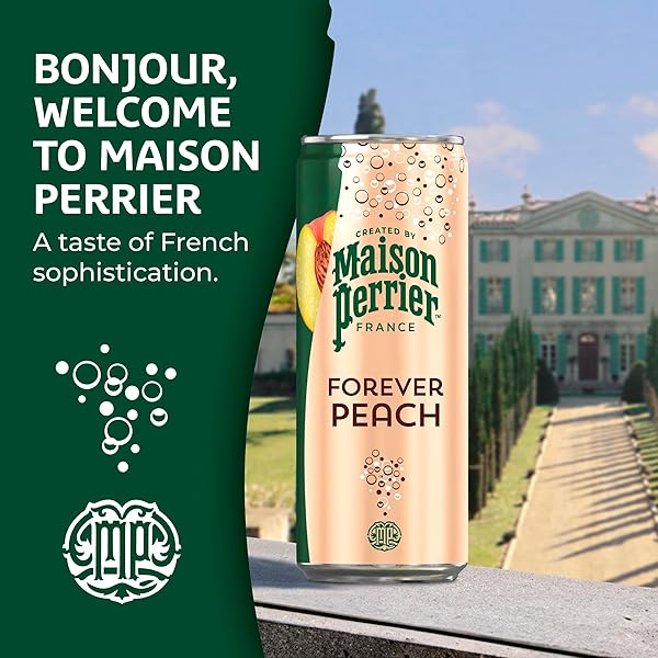 MAISON PERRIER FOREVER PEACH FLAVORED SPARKLING WATER, 11.15 FL OZ CANS, 8 COUNT 89.2 FL OZ
