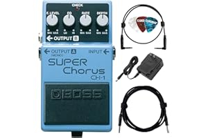 Boss CH-1 Super Chorus Bundle with Gearlux Power Supply, Instrument Cable, Patch Cable, and Picks
