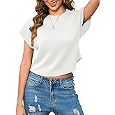 Totatuit Women Cute Cropped T-Shirts Short Sleeve Boxy Crewneck Summer Tee Shirts Basic Solid Workout Gym Tops