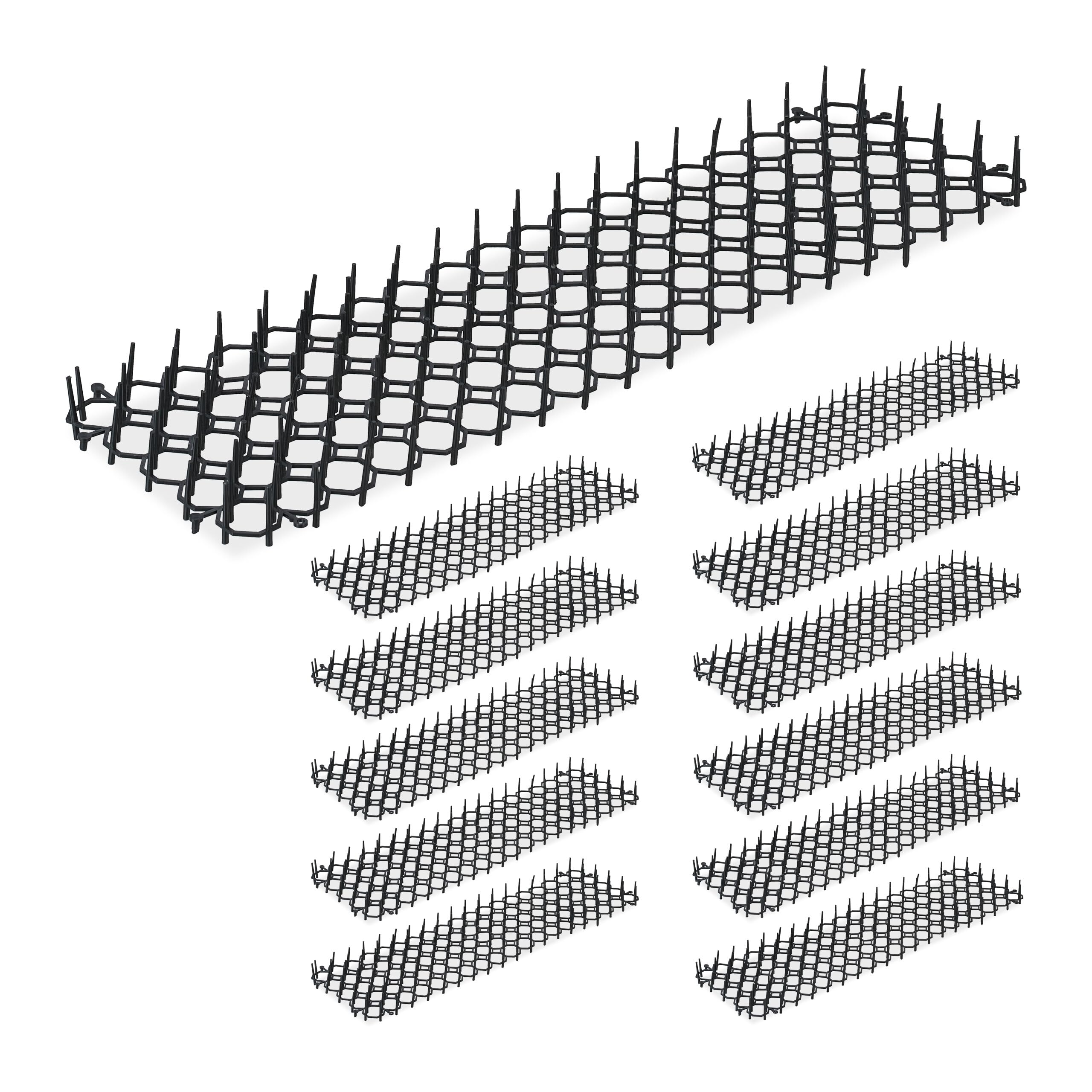 Relaxdays Thorn Grid, Set of 12, Pigeon & Cat Defence, Protection for Flower Beds & Plants, Plastic, Spiked Mat, Black, 3 x 39 x 14 cm