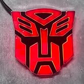 AUTOGEM Transforming Auto Robot Lighted Tailgate Emblem 5 Inch &ndash; Chrome Finish Red LED &ndash; Rear Emblem Badge for Trucks &amp; SUVs