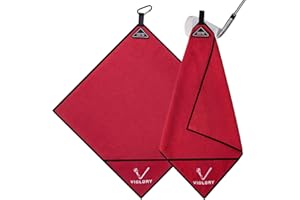 VIGLORY Magnetic Golf Towel - Exclusive Cleaning Pocket–18"x18"–Strong Magnet for Golf Cart or Clubs, Spot-Clean Design, Ultra Absorbent Waffle Microfiber–Golf Accessories & Gift for Men(Red)