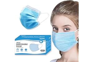 NNPCBT Blue Disposable Face Masks 100 Pack,3-Ply Breathable Mask For Adults,Great For Outdoors,Home, Office, School