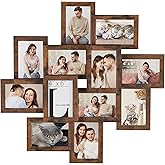 SONGMICS 4x6 Collage Picture Frames, 12-Pack Photo Collage Frame for Wall Decor, Glass Front, Assembly Required, Rustic Brown URPF022X01
