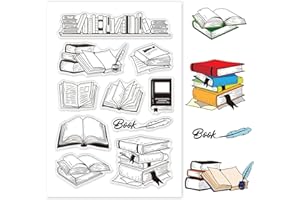GLOBLELAND Book Clear Stamps Bookcase Bookshelf Transparent Silicone Stamp Seal for Card Journal Diary Making Decoration and DIY Scrapbooking