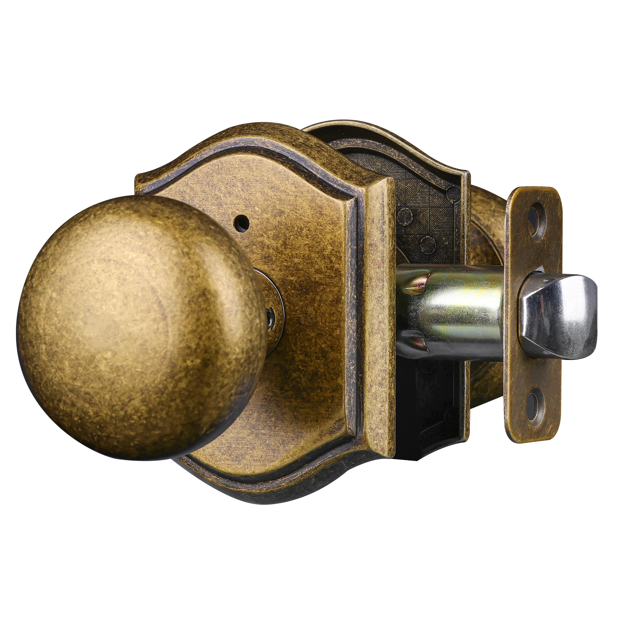Photo 1 of Newlaking Door Knobs Interior, Classic Decorative Antique Brass Privacy Door Knob Perfect for Bedroom or Bathroom Doors, Durable Stylish Hardware for Indoor Use- 1 Pack