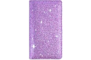 Sanlykate Glitter Checkbook Cover for Girl Women, RFID Blocking PU Leather Standard Register Check Book Case With Pen Inserts & Free Divider, Blue Purple