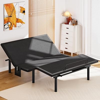 Amada Queen Adjustable Bed Base, Bed Frame with Head & Foot Incline, Wireless Remote, 4 USB Ports & LED Night Light, Head & Foot Incline, Electric Bed with 4 Height Options, 01B-Q