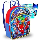 Marvel Super Hero Adventures Mini Backpack ~ 3 Pc Bundle With 11" Avengers Superhero School Bag For Boys, Kids, Spiderman Coloring Pack And More | Marvel School Supplies