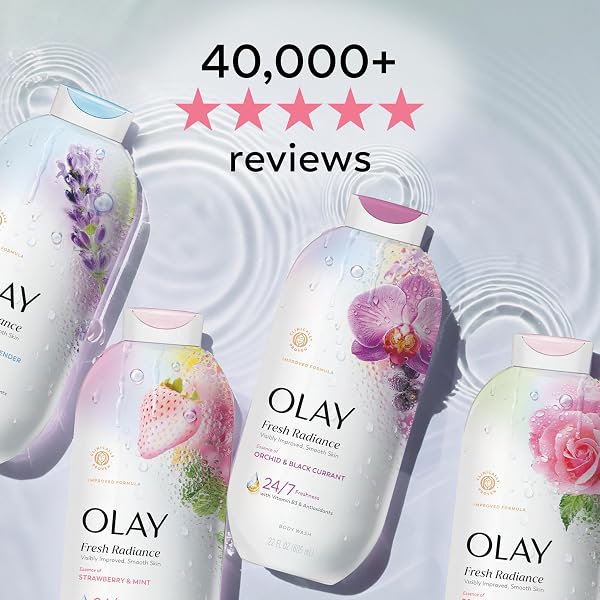 OLAY BODY WASH FOR WOMEN, FRESH RADIANCE, 24/7 SKIN-LOVING FRESHNESS, VISIBLY RADIANT, PLANT BASED CLEANSERS, VITAMIN B3 & ANTIOXIDANT BLEND, FOR ALL SKIN TYPES, BIRCH WATER & LAVENDER SCENT, 22 FL OZ