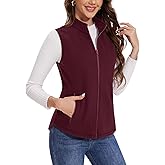 MAGCOMSEN Women's Fleece Vest with Zipper Pockets Zip Up Sleeveless Jackets Lightweight Soft Warm Polar Vest Outerwear