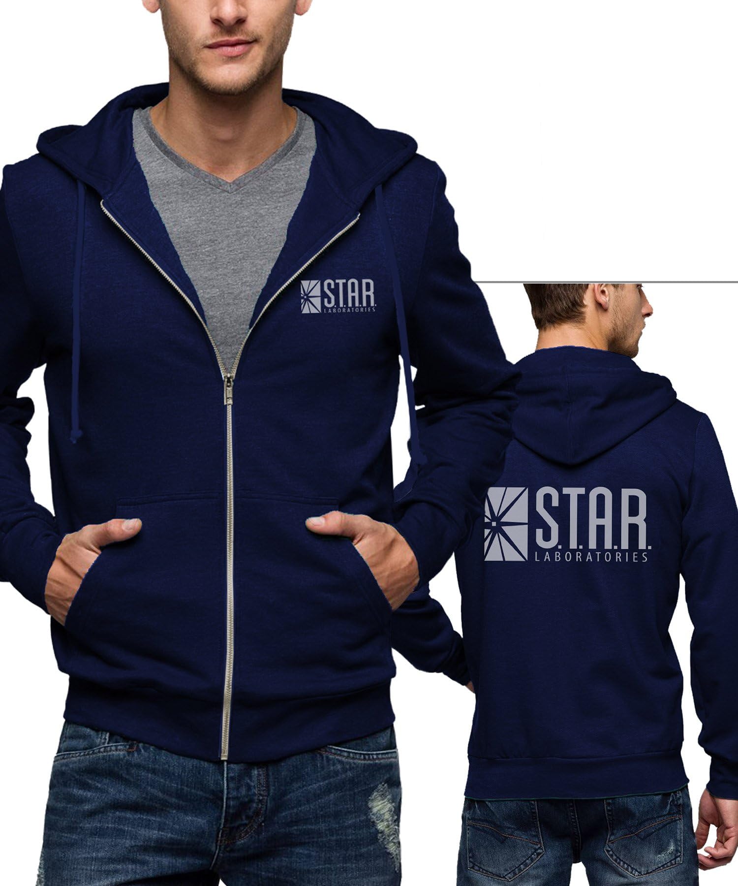 Mens Superhero Zip Up Hoodie - Premium Quality Black Zipper Hooded Sweatshirt