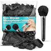 MAQIHAN 100PCS Disposable Microphone Cover - Black Mic Cover Handheld | Microphone Windscreen Bulk Fits Handheld Mics, Microphone Pop Filter, Microphone Mufflter, Protective Cap for KTV Karaoke Bar