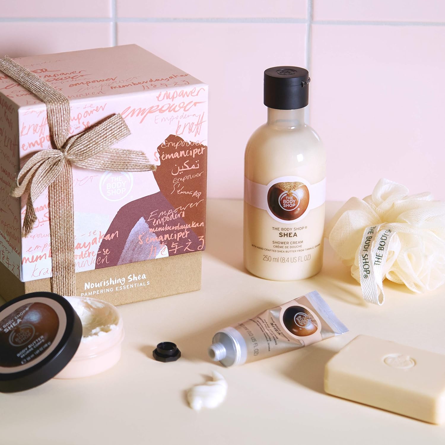 The Body Shop Nourishing Shea Pampering Essentials Body Butter Soap hand cream shower gel Gift SET - Image 4