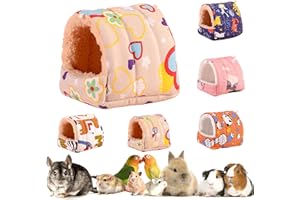 HPAWHOMEPART Hamster Bed,Winter Warm Extra Thick Small Animals House with Cute Print,Hamster Hideout House Small Pet Cage Accessories Hammock Bed for Guinea Pig, Chinchilla, Hedeghogs(L)