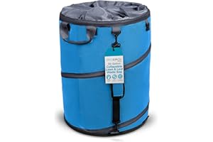 BIRDROCK HOME Collapsible Lawn and Leaf Waste Bag with Lid - 30 Gallon - Heavy Duty Reusable Camping Trash Can - Hardshell Bottom for Yard Debris, Garage Storage - Portable Garden Bin - Blue