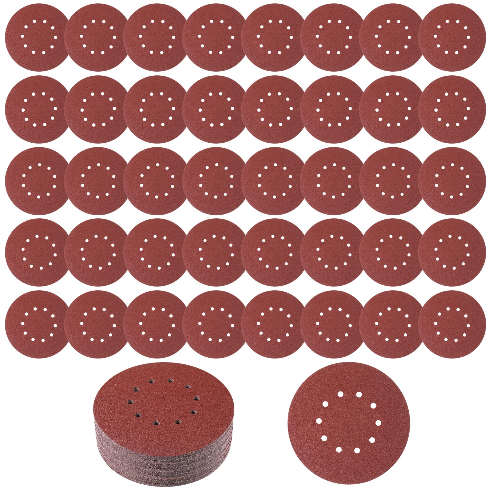 Photo 1 of 50 Pcs 9-Inch 10-Hole Drywall Sanding Discs Set, 10 Each of 60 80 120 150 240 Grits Hook-and-Loop Sanding Discs for 9" Drywall Sander, Wood Furniture Finishing