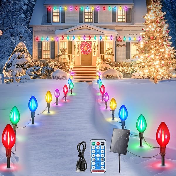 MINETOM SOLAR DOUBLE C9 CHRISTMAS PATHWAY LIGHTS OUTDOOR...