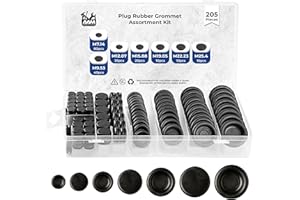 AAM ESSENTIALS Rubber Grommets for Wiring-205pcs Assorted Firewall Hole Plugs in 7 Sizes M25.4, M22.23, M19.05, M15.88, M12.07, M7.14, M9.53-Waterproof Rubber Grommet Kit Wire Grommet Perfect for Sealing Auto Panel
