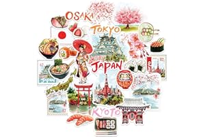 Navy Peony Imperial Japan Travel Stickers (29pcs) – Small Hand-Drawn Art for Scrapbooks, Journals