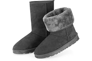 TeqHome Winter Boots for Women Classic Waterproof Snow Boots Warm Mid-Calf Fur Boot