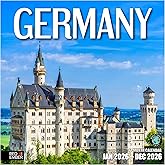 RED EMBER Germany 2026 Wall Calendar 12 Month | 12" x 24" Open | Thick & Sturdy Paper | Holiday Gift | Europe Travel Calendar 2026