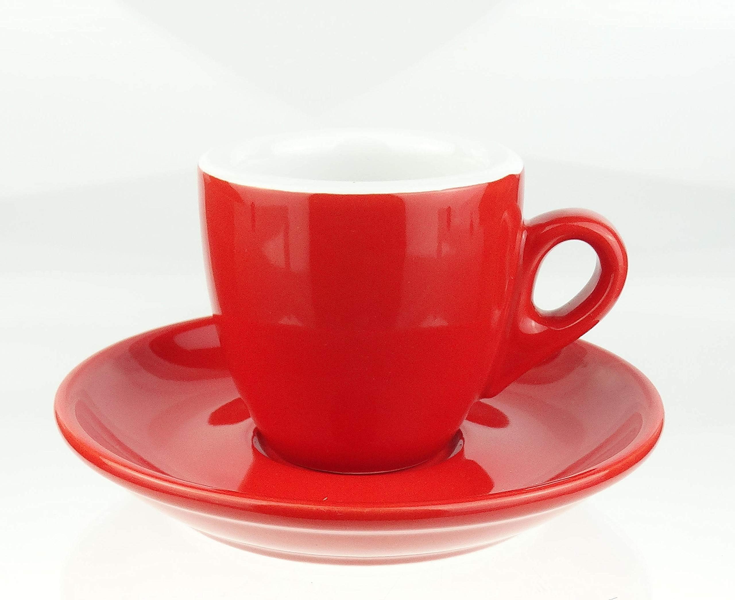 Moka Consorts Extra Thick Walled Espresso Cups 0.8 cm Wall Thickness Capacity: Max. 56 ml 3 colours 6 cups + 6 saucers red