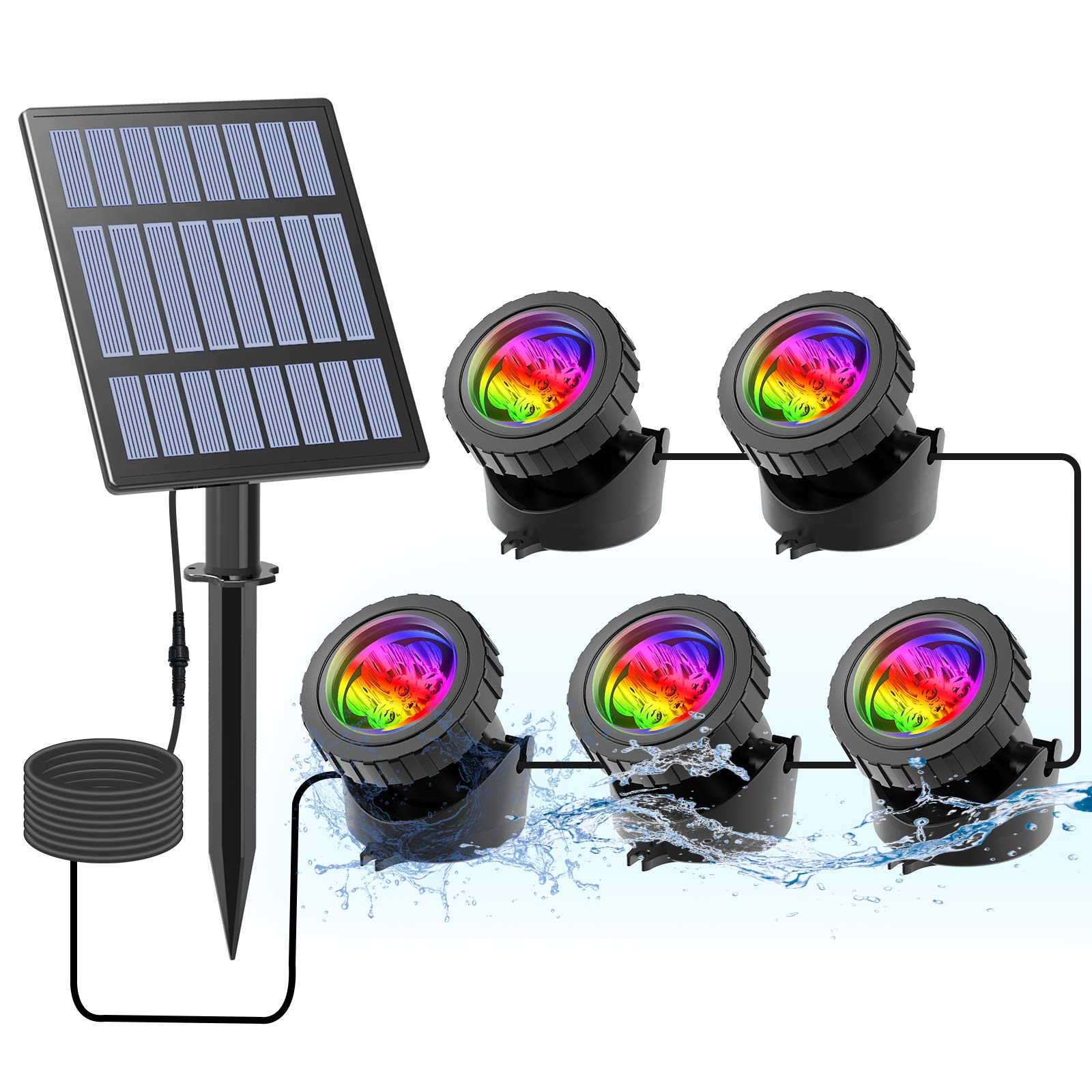 CORESLUX Solar Powered Pond Lights, Waterproof IP68 Submersible Lights with LED Color Changing Spot Light for Aquarium Tank Garden Pool Fountain Waterfall.