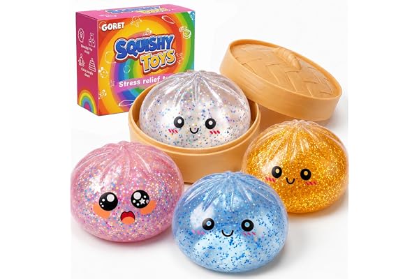 2026 New Shimmering Dumpling Squishies, 4 PCS Dumpling Squishy, Colorful Dumplings Stress Balls Fidget Sensory, Squeeze Dough