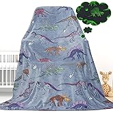 Gdindff Dinosaur Toys Gifts for Boys Kids, Kids Dinosaur Blanket Glow in The Dark, Soft Fleece Toddler Blanket Throw, Dino Room Decor, Birthday Gifts for Boys Age 1 2 3 4 5, 40" x 50"