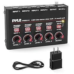 Pyle 4-Channel Wireless Bluetooth 5.0 Line Mixer
