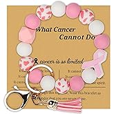 KORATER Cancer Care Gifts for Survivor Fighter cancer Awareness Silicone Beaded Bracelet Wristlet Keychain Gift