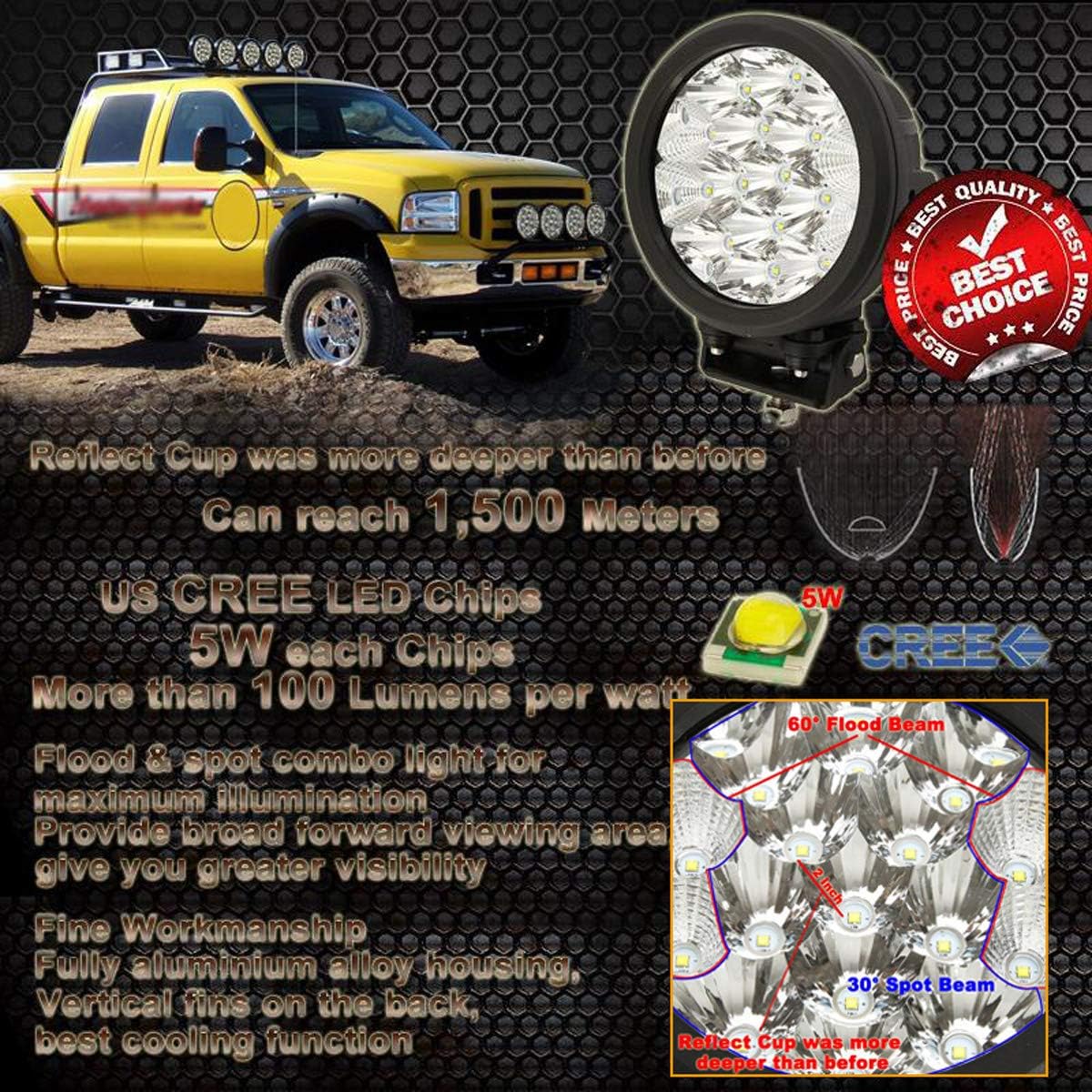 Auxbeam 2Pcs 7" LED Driving Light 80w Round LED Off-Road Light Bar 8000lm Combo Beams for Jeep ATV UTV Golf cart Lighting Trucks Pickup Ford f150 Work Light: Automotive