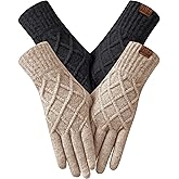 REACH STAR 2 Pairs Winter gloves for women Touch screen Elastic Thermal knit Lining Warm Gloves for Cold weather