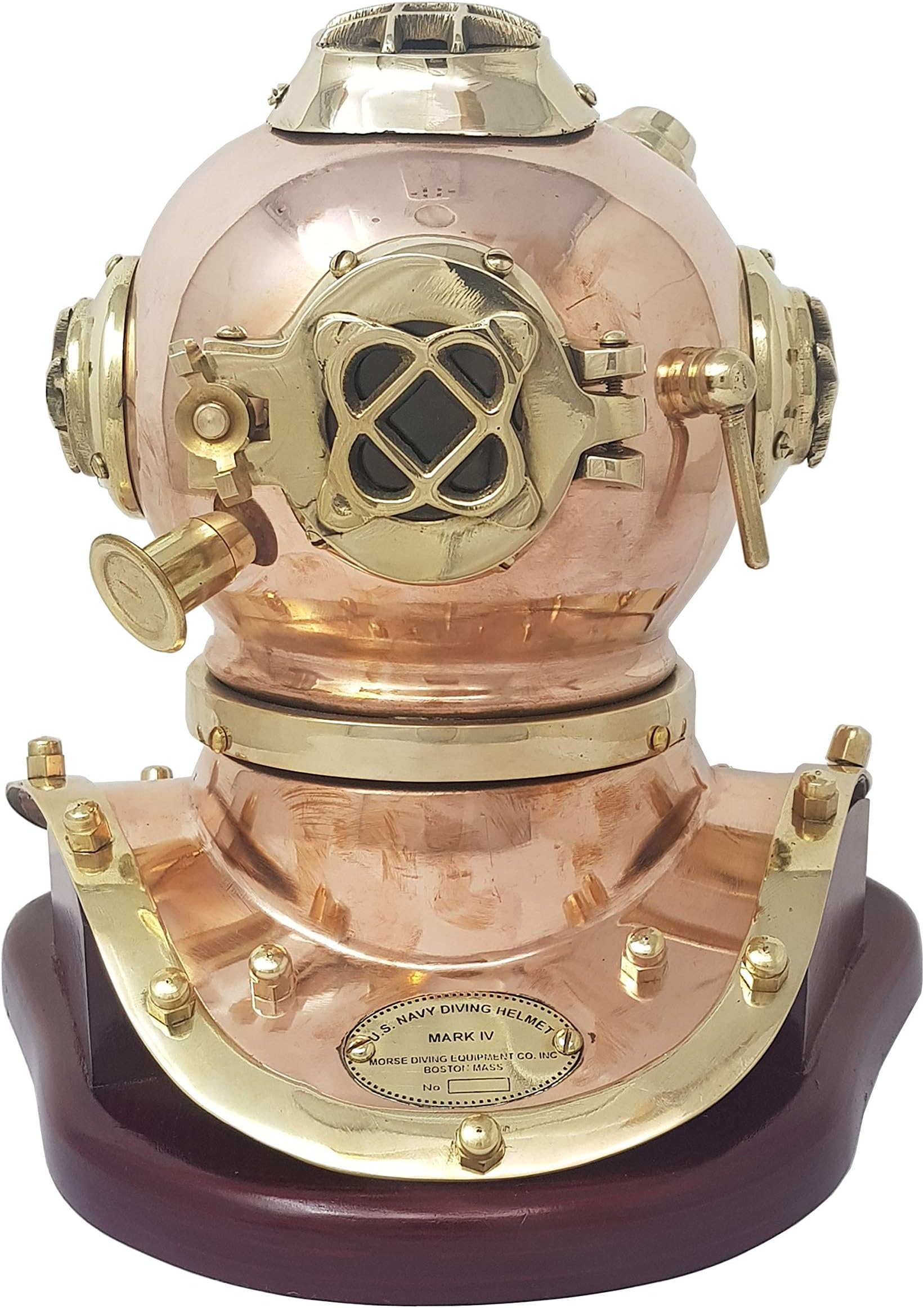Brass Nautical - Medium Size Diving Helmet Replica on Fixed Base, Nautical Décor Marine Gift Diver Helmet Scuba Helmet Replica