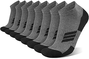COOPLUS 8 Pairs Mens Cushioned Ankle Socks, Moisture Wicking Athletic Running Low cut Sports Socks
