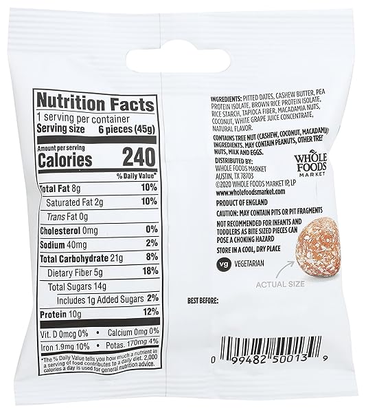 365 BY WHOLE FOODS MARKET, COCONUT MACADAMIA PROTEIN CHEWY BITES, 1.58 OUNCE