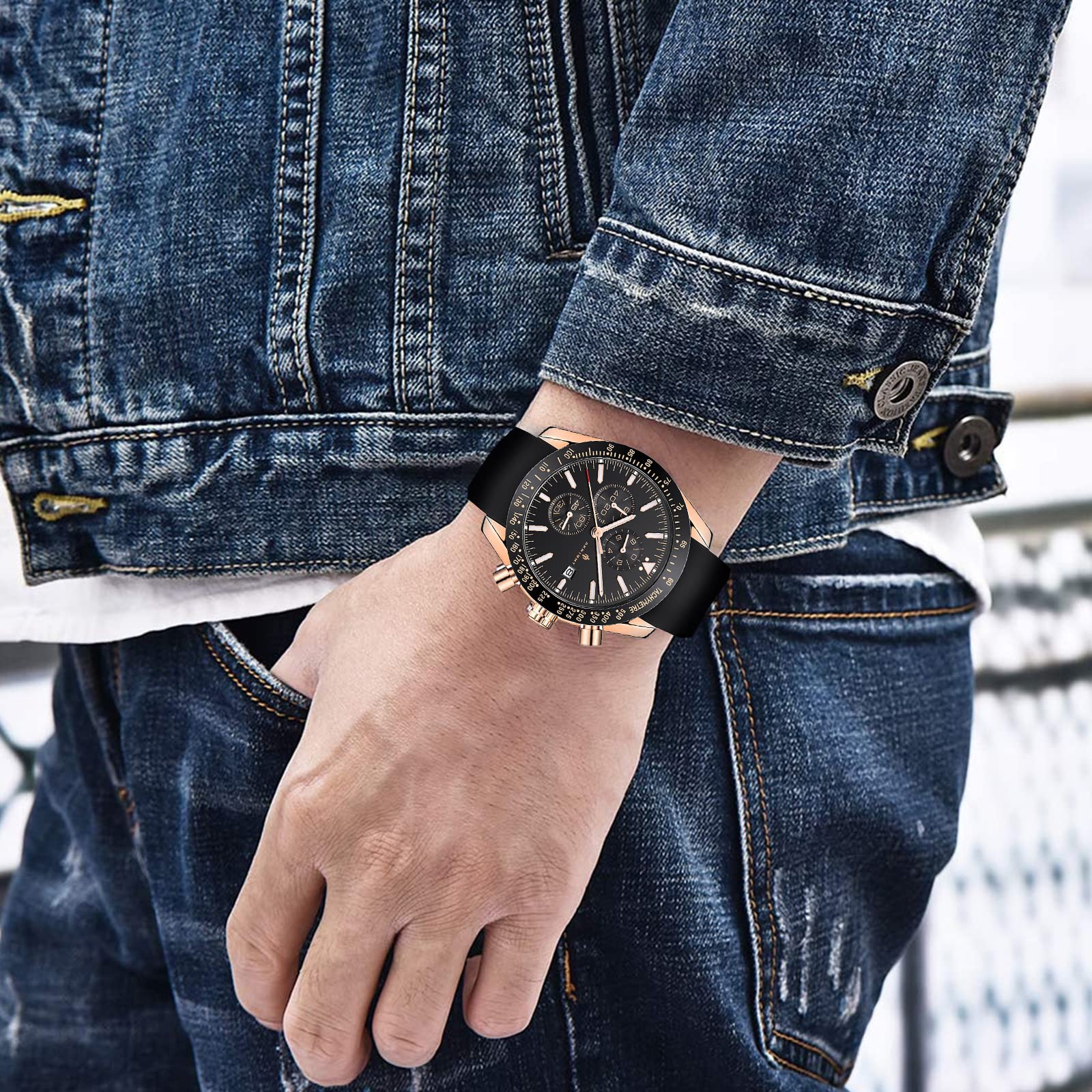 AKNIGHT Watch for Men Luxury Watches with Brown Leather Strap Timepiece Birthday Gift Wrist Watches, Luminous Sports Analog Quartz Movement Waterproof