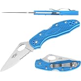 Firebird GANZO F759MS-BL Folding Pocket Knife 440C Stainless Steel Serrated Blade Anti-Slip Handle with Clip Fishing Camping EDC Utility Pocket Knife (Blue)