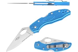 Firebird GANZO F759MS-BL Serrated Blade Folding Pocket Knife 440C Stainless Steel Serrated Blade Nylon Glass Fiber Anti-Slip Handle with Clip Fishing Camping EDC Knife (Blue)