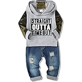 Renotemy Infant Baby Boy Outfits Hoodie Sweatsuit Toddler Boy Clothes Sweatshirt Denim Jeans Fall Winter 12-18 Months Boy Clothes Camo Grey