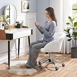 Yaheetech Faux Leather Desk Chair White Flower Petal Design Swivel Chair view 6