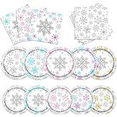 CMUSKO Winter Snowflake Party Supplies Christmas Dinnerware Set, Snowflake Plates and Napkins for Winter Wonderland Birthday Party Decorations