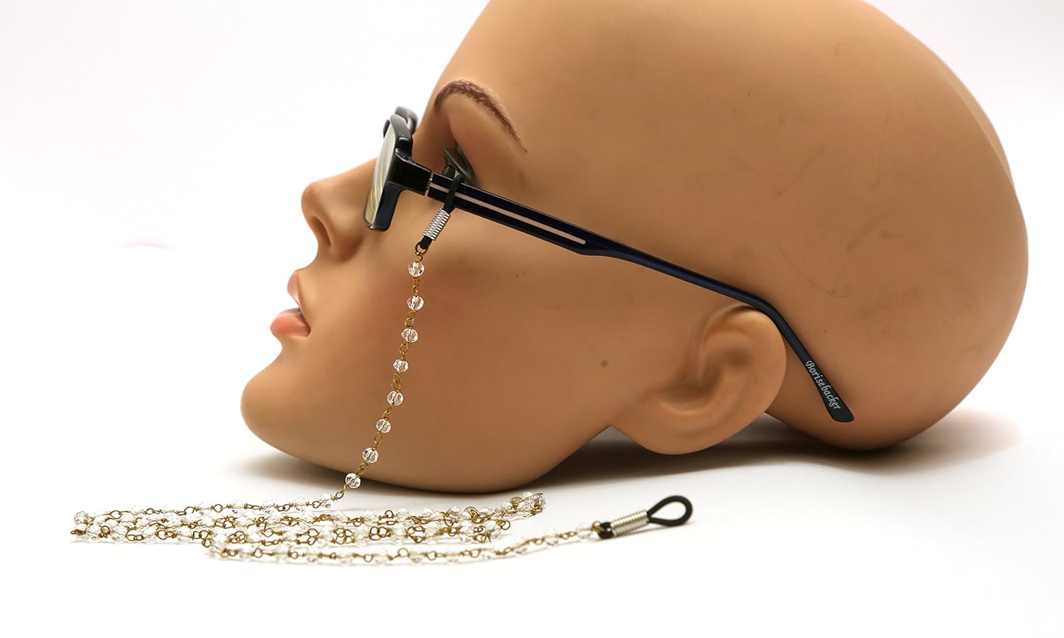 studio shringaar beaded spectacle cord neck strap string chain(white, 74cm)