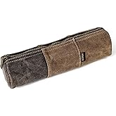 GOOTIUM Waxed Canvas Pencil Pouch - Vintage Zippered Stationery Organizer for Pens, Pencils, and Accessories Handmade Multi-Purpose Utility Case, Tan